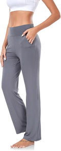 Women’s Yoga Pants with Pockets, High Waisted Bootcut Straight-Leg Pants for Women, Loose Comfy Modal Sweatpants