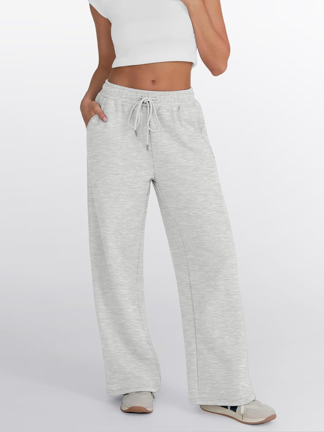 Womens Wide Leg Sweatpants High Waisted Baggy Lounge Pants Drawstring Athletic Flared Joggers with Pockets