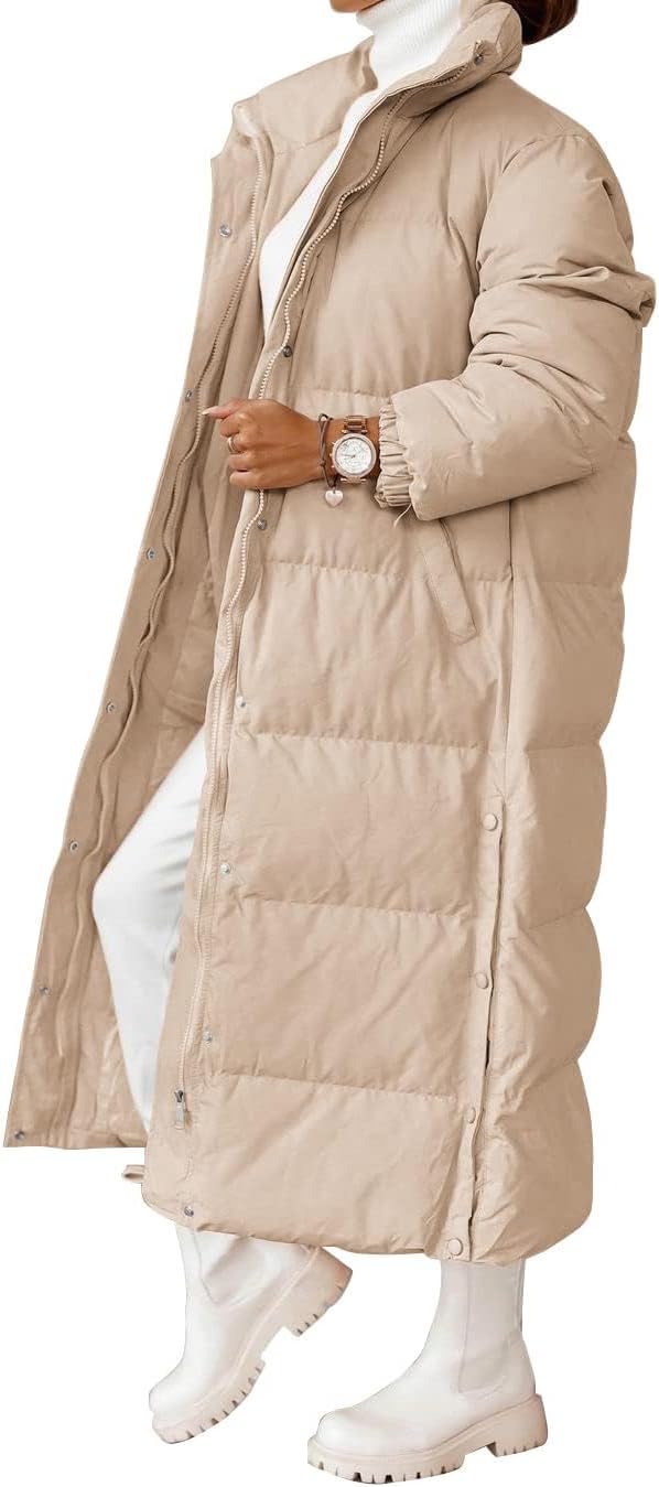 Women's Quilted Lightweight Long Puffer Coat Jacket Thickened Winter Coats Zip Up Baggy Down Outerwear