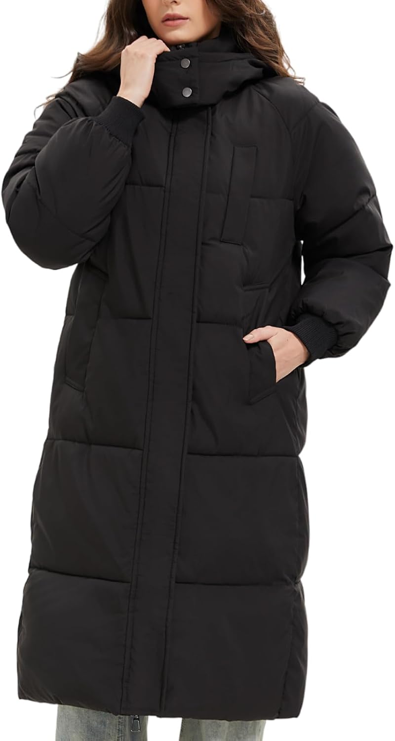 Long Puffer Jacket for Women, Thickened Winter Coat Hooded with Deep Pockets, Ladies Warm Winter Jacket