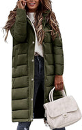 Womens Long Puffer Coat Long Down Winter Coats Jacket Thicken Quilted Jacket Puffy Padded Zip Hoodie Side Zipper