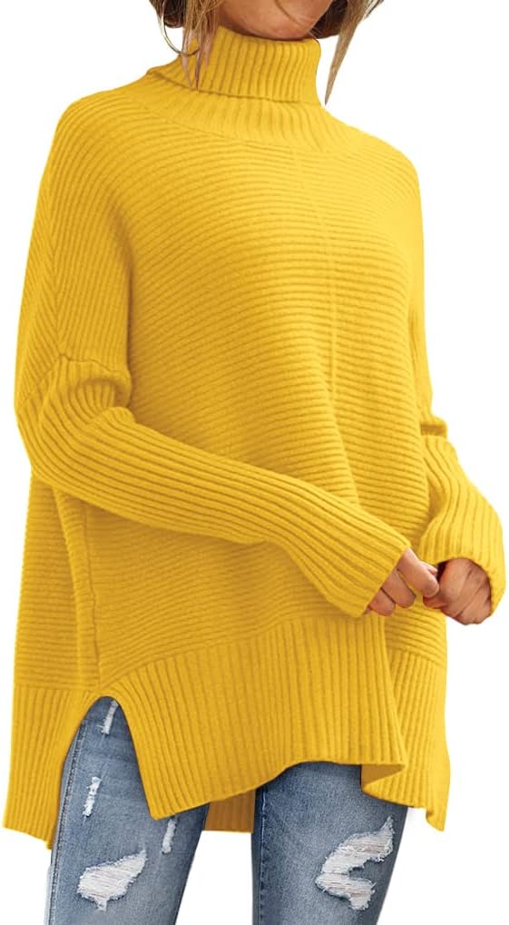 Women's Turtleneck Oversized Sweaters Fall Outfits Clothes Trendy Fashion Long Pullover Knit Winter Tunic