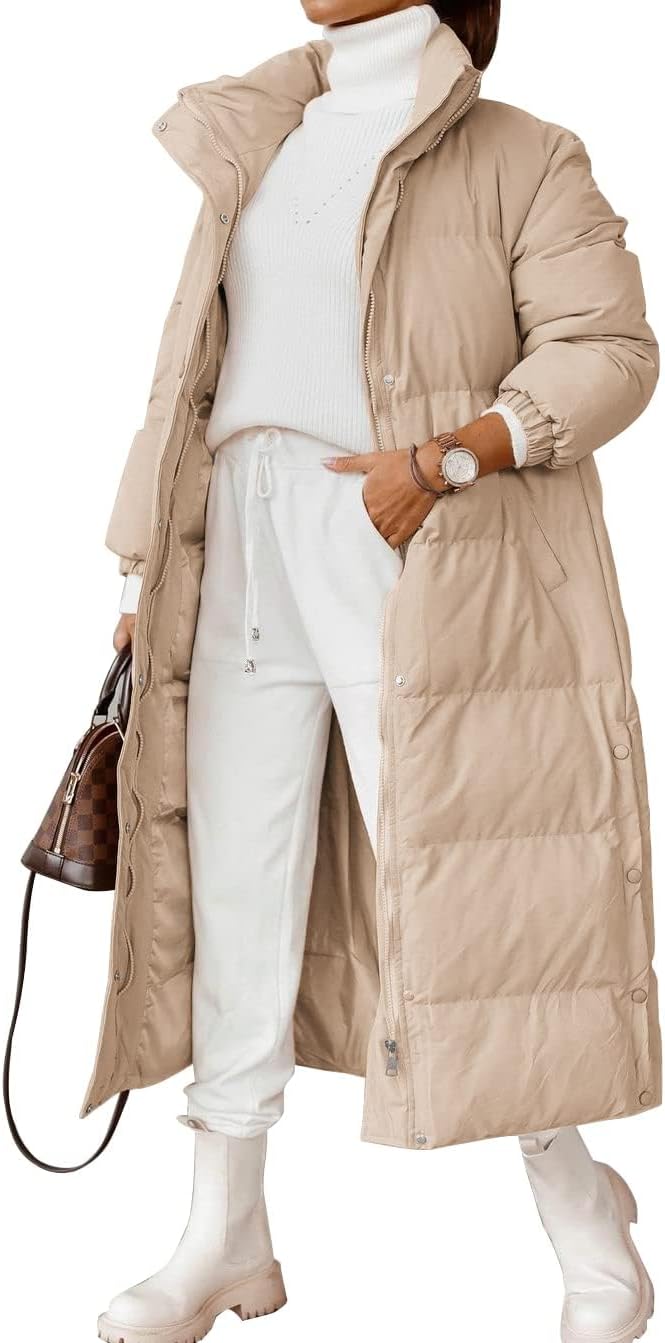 Women's Quilted Lightweight Long Puffer Coat Jacket Thickened Winter Coats Zip Up Baggy Down Outerwear