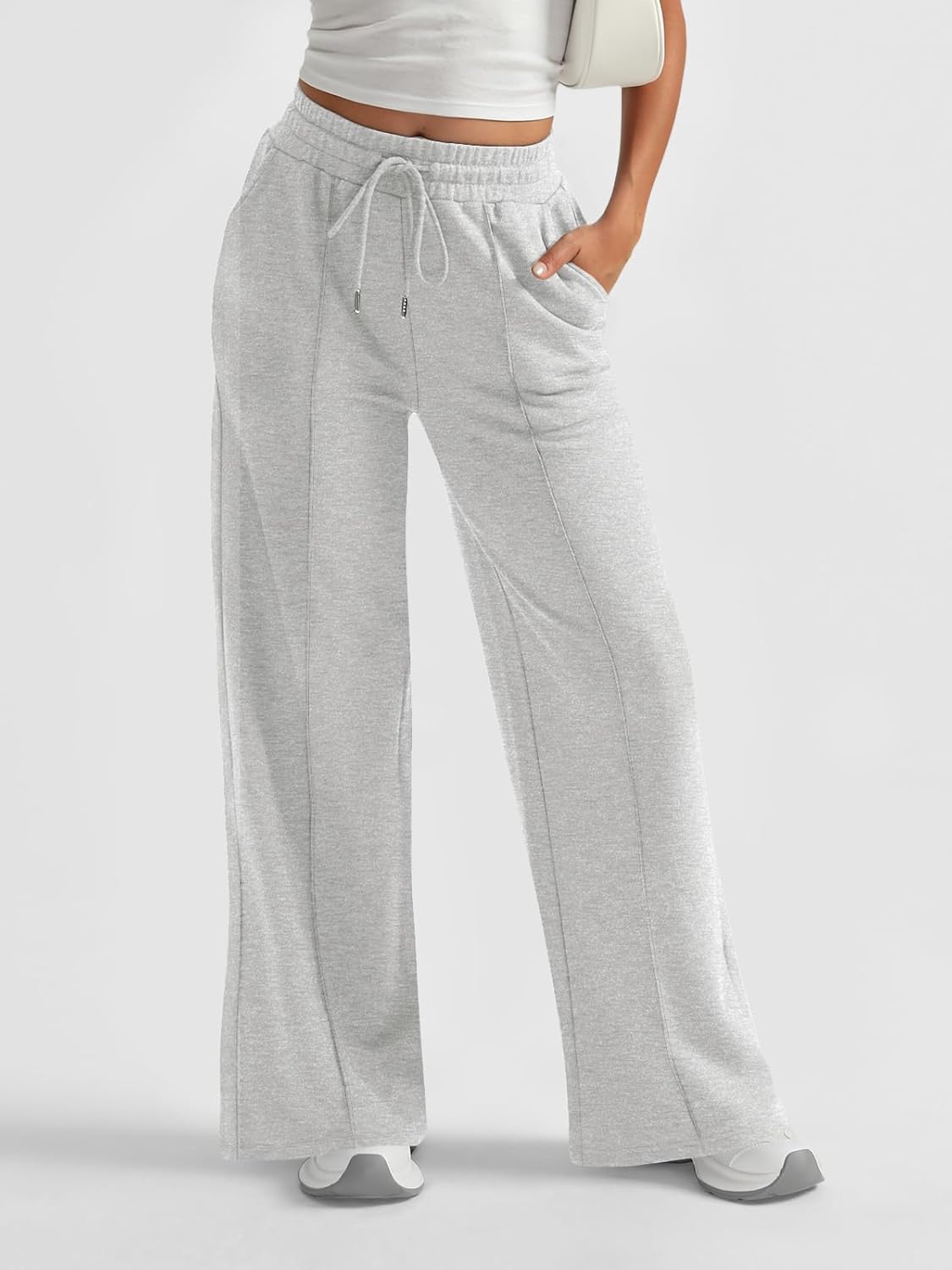 Womens Wide Leg Sweatpants High Waisted Baggy Pants Drawstring Athletic Joggers