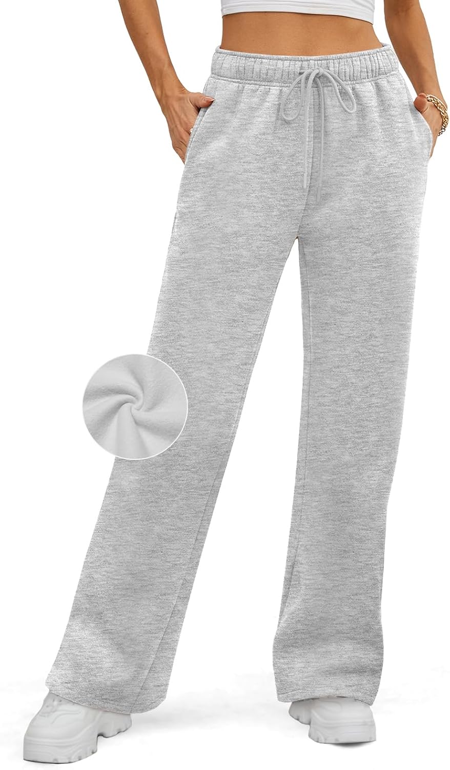 Womens Sweatpants  Baggy Wide Fleece Lined Straight Leg Pants