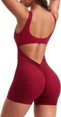 One Piece Workout Jumpsuits for Women Backless Tummy Control Sleeveless Jumpsuits  Back Scrunch Yoga Romper