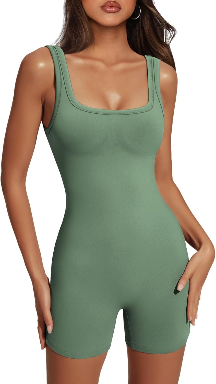 Women's Sexy Bodysuit Workout Rompers One Piece Summer Outfits Shorts Jumpsuits Gym Yoga Fashion Clothes