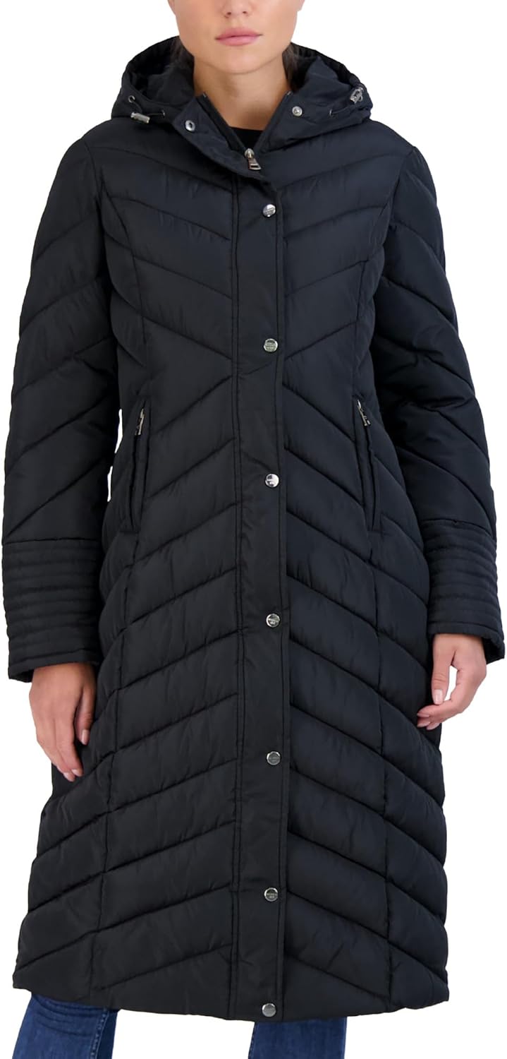 Womens Maxi Puffer Winter Coats - Long Quilted Jackets for Women Weather Resistant Puffer Parka Hooded Jacket