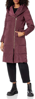 Women's Taffeta Down Coat With Bib Front and Dramatic Hood
