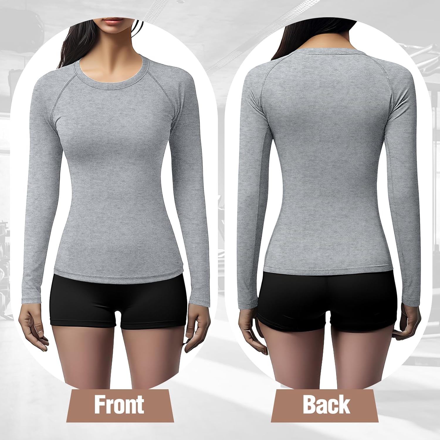 4 Pack Women's Compression Long Sleeve Shirts Crew Neck Workout Tops Quick Dry Gym Running Athletic Sports Underscrubs