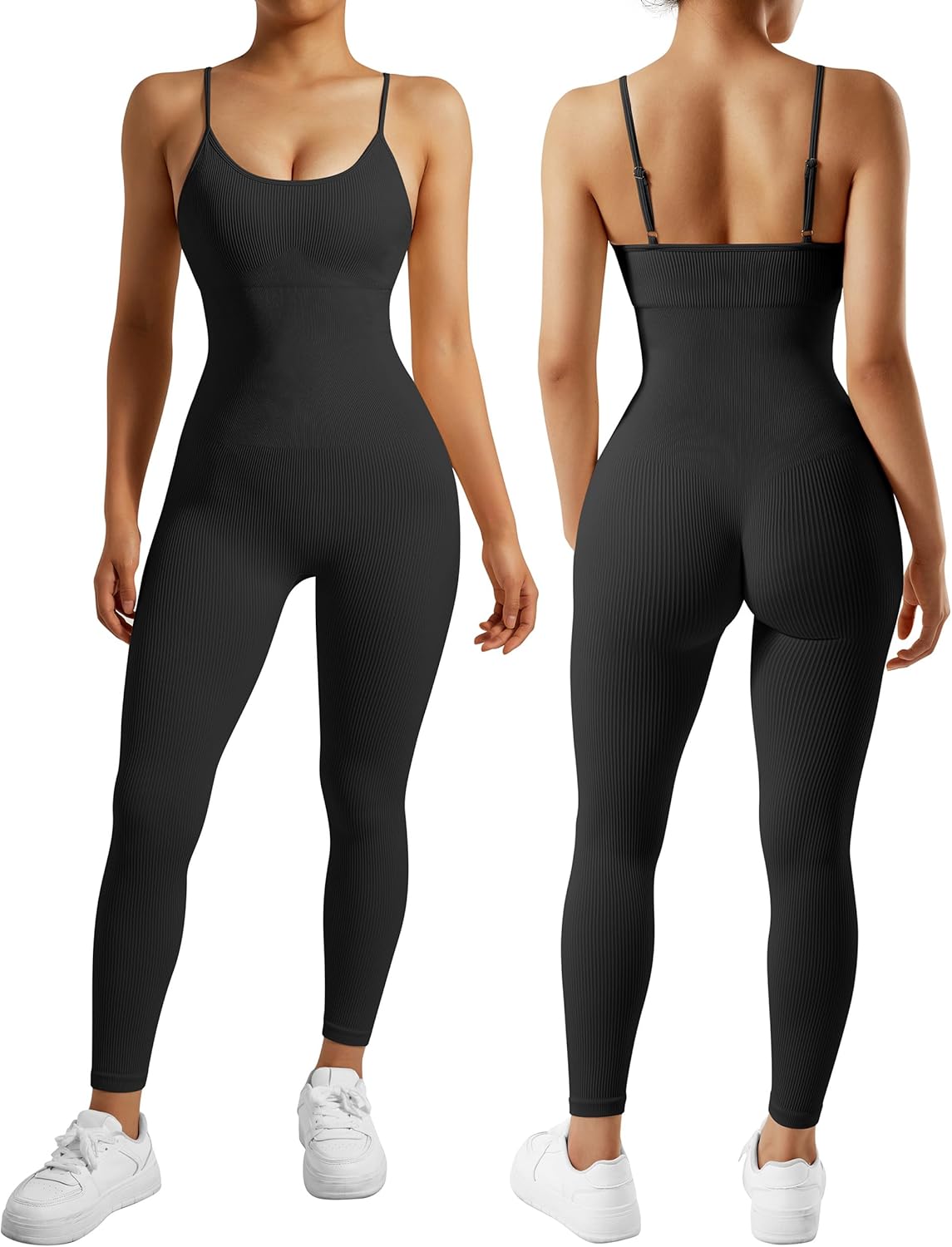 Women's Backless One Piece Jumpsuits Yoga Bodycon Jumpsuits Sleeveless Athletic Workout Rompers
