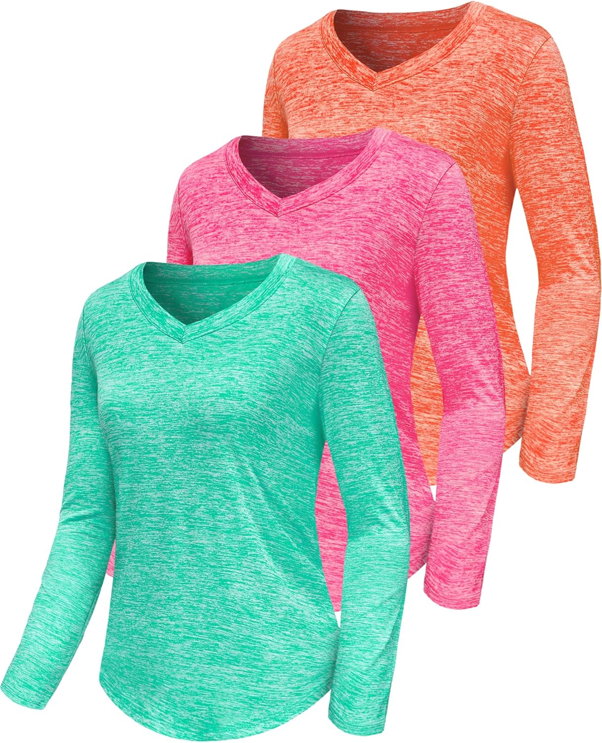 3-5 Pack Women Long Sleeve Shirts Workout V Neck Lightweight Quick Dry Sun Loose Fit T Shirts Athletic Running Tee Tops