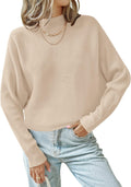 Women's Fall Turtleneck Batwing Long Sleeve Ribbed Knit Casual Soft Pullover Sweater Jumper Top